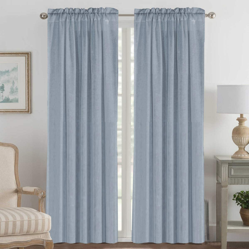 Linen Curtains Light Filtering Privacy Protecting Panels Premium Soft Rich Material Drapes with Rod Pocket, 2-Pack, 52 Wide x 96 inch Long, Natural Home & Garden > Decor > Window Treatments > Curtains & Drapes H.VERSAILTEX Stone Blue 52"W x 108"L 