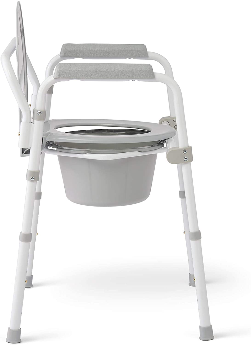 Medline 3-In-1 Steel Folding Bedside Commode, Commode Chair for Toilet Is Height Adjustable, Can Be Used as Raised Toilet, Supports 350 Lbs Sporting Goods > Outdoor Recreation > Camping & Hiking > Portable Toilets & Showers Medline   