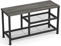 Karcog Shoe Bench, 3-Tier Shoe Rack with Boots Storage, Industrial Shoe Organizer for Entryway, Entry Bench with Mesh Shelves Wood Seat for Small Space, Foyer, Hallway, Living Room, Rustic Brown Furniture > Cabinets & Storage > Armoires & Wardrobes Karcog Black Oak  