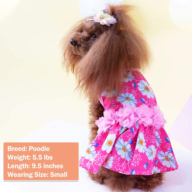 KYEESE Dogs Dresses Daisy Eelgant Princess Doggie Dress for Small Dogs with Flowers Decor Spring Summer Animals & Pet Supplies > Pet Supplies > Cat Supplies > Cat Apparel KYEESE   