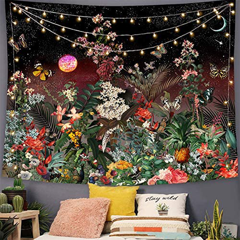 Kanuyee Mysterious Garden Tapestry Starry Sky Butterflies Wall decoration Wall Hanging Art Flowers Tapestries Room Decor (60" x 80") Home & Garden > Decor > Artwork > Decorative Tapestries Kanuyee 60" x 80"  