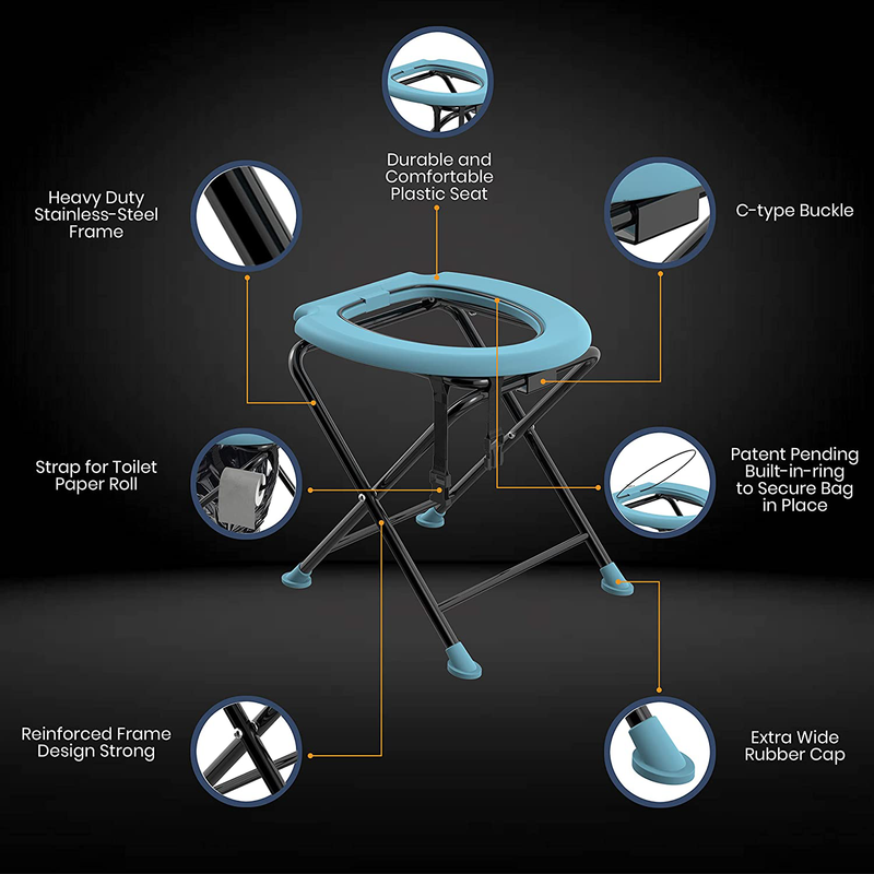 Portable Folding Toilet Seat | Yoni Steam Chair | Porta Potty Commode for Camping, Fishing, Car Rides & Construction Sites, Comfortable Stool for Living Outdoors, Travel & Backpacking, Built-In-Ring Sporting Goods > Outdoor Recreation > Camping & Hiking > Portable Toilets & Showers LIONALP   