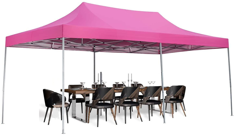 DOIT 10 x 20 FT Pop Up Canopy with Removable Sidewalls, Outdoor Canopy Tent for Party, Event, Wedding & Camping, Instant Easy Up Gazebo Shelter with Potable Wheeled Carrying Bag - Red Home & Garden > Lawn & Garden > Outdoor Living > Outdoor Structures > Canopies & Gazebos DOIT Pink  