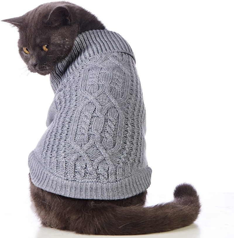 Jnancun Cat Sweater Turtleneck Knitted Sleeveless Cat Clothes Warm Winter Kitten Clothes Outfits for Cats or Small Dogs in Cold Season Animals & Pet Supplies > Pet Supplies > Cat Supplies > Cat Apparel Jnancun Grey Small 