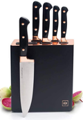 Copper Knife Set , A Knife Set with Sharpener Built-In , Upright 7-Piece Rose Gold Knife Set - Self Sharpening Knife Set With Block, Rose Gold Kitchen Accessories