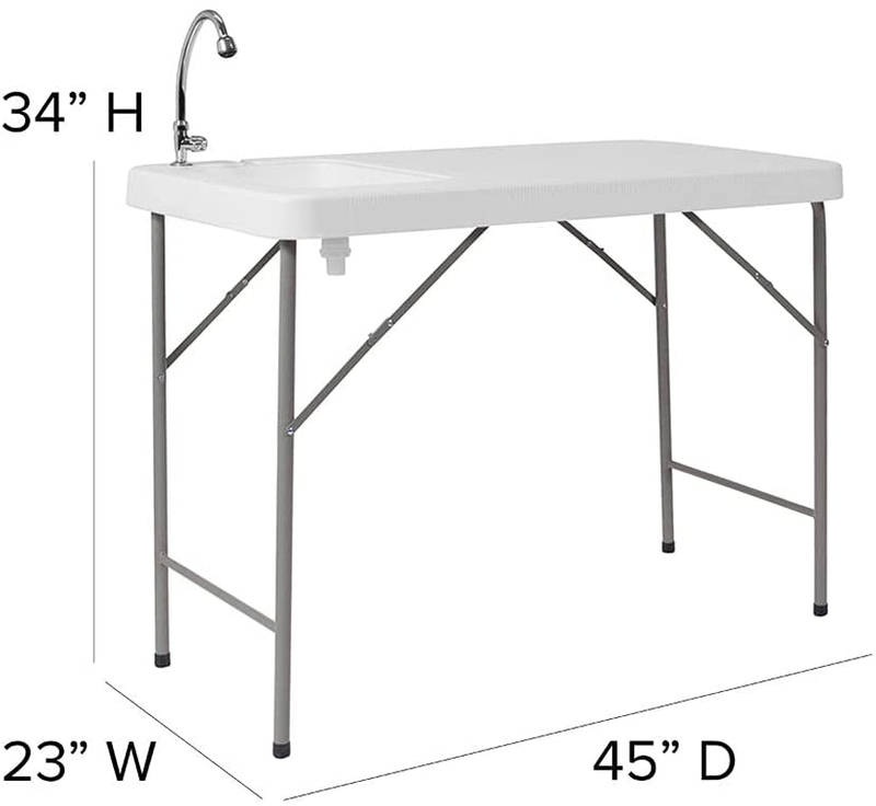 Flash Furniture 4-Foot Portable Fish Cleaning Table / Outdoor Camping Table and Sink Sporting Goods > Outdoor Recreation > Camping & Hiking > Camp Furniture Flash Furniture   