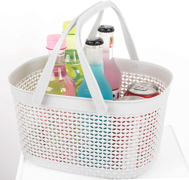 Rejomiik Portable Shower Caddy Basket, Plastic Organizer Storage Tote with Handles for Bathroom, College Dorm, Kitchen - Grey Sporting Goods > Outdoor Recreation > Camping & Hiking > Portable Toilets & Showers rejomiik   