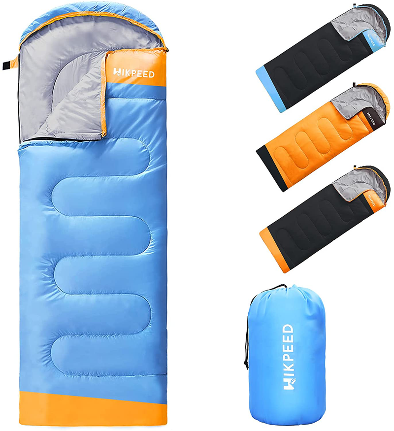 HIKPEED Camping Sleeping Bags, Lightweight 3 Seasons Backpacking Sleeping Bag Camp Bedding for Camping Hiking Outdoor Warm & Cool Weather Sleepover Sporting Goods > Outdoor Recreation > Camping & Hiking > Sleeping BagsSporting Goods > Outdoor Recreation > Camping & Hiking > Sleeping Bags HIKPEED Blue+Orange  