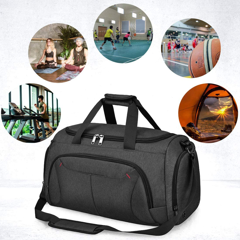 Gym Duffle Bag Waterproof Large Sports Bags Travel Duffel Bags with Shoes Compartment Weekender Overnight Bag Men Women 40L Black Home & Garden > Household Supplies > Storage & Organization NUBILY   