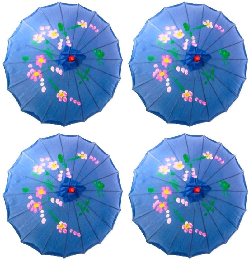 TJ Global PACK OF 4 Japanese Chinese Kids Size 22" Umbrella Parasol For Wedding Parties, Photography, Costumes, Cosplay, Decoration And Other Events - 4 Umbrellas (Green) Home & Garden > Lawn & Garden > Outdoor Living > Outdoor Umbrella & Sunshade Accessories TJ Global Blue  