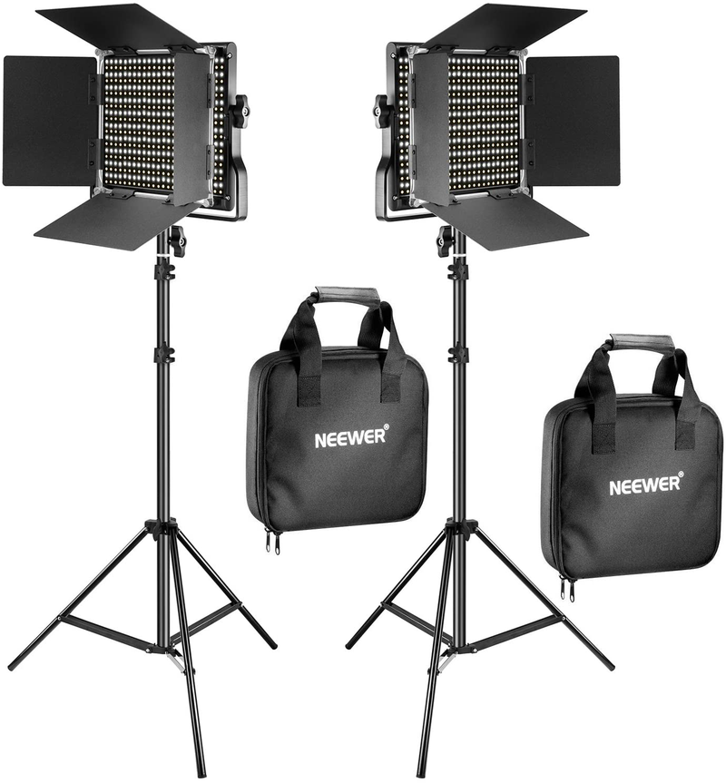 Neewer 2 Pieces Bi-color 660 LED Video Light and Stand Kit Includes:(2)3200-5600K CRI 96+ Dimmable Light with U Bracket and Barndoor and (2)75 inches Light Stand for Studio Photography, Video Shooting Cameras & Optics > Photography > Lighting & Studio Neewer Default Title  