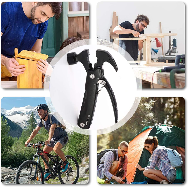 Fship 12 in 1 Camping Multitool Accessories，Multi Hammer Gadget Stocking Stuffers Camping Gear Survival Tool Pocket Hatchet Gifts Fathers Day Christmas Gifts for Men Dad