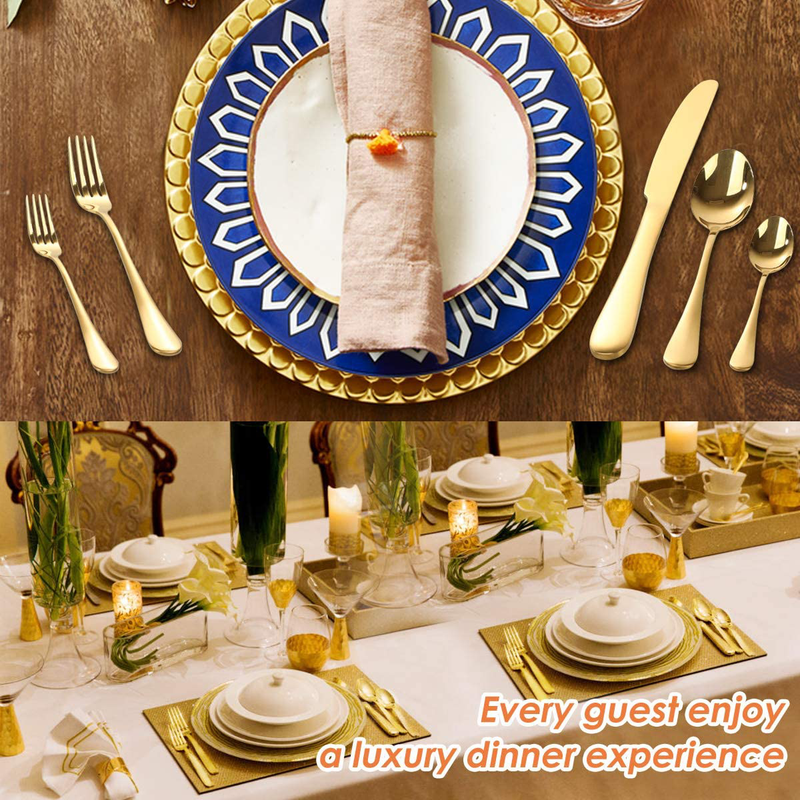 OGORI 40-Piece Gold Silverware Flatware Set for 8, Superior Stainless Steel Cutlery Set with Gift Box, Mirror Finish Home & Garden > Kitchen & Dining > Tableware > Flatware > Flatware Sets OGORI   