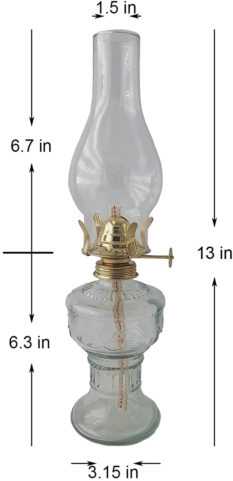 Oil-Lamp Vintage Glass Kerosene-Lantern - 13''Chamber Oil Lamp (13 in)