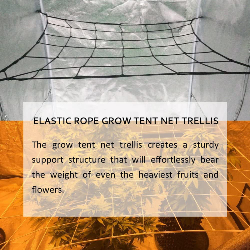 GROWNEER Flexible Net Trellis for Grow Tents, Fits 4X4Ft and More Size, Includes 4 Steel Hooks, 36 Growing Spaces