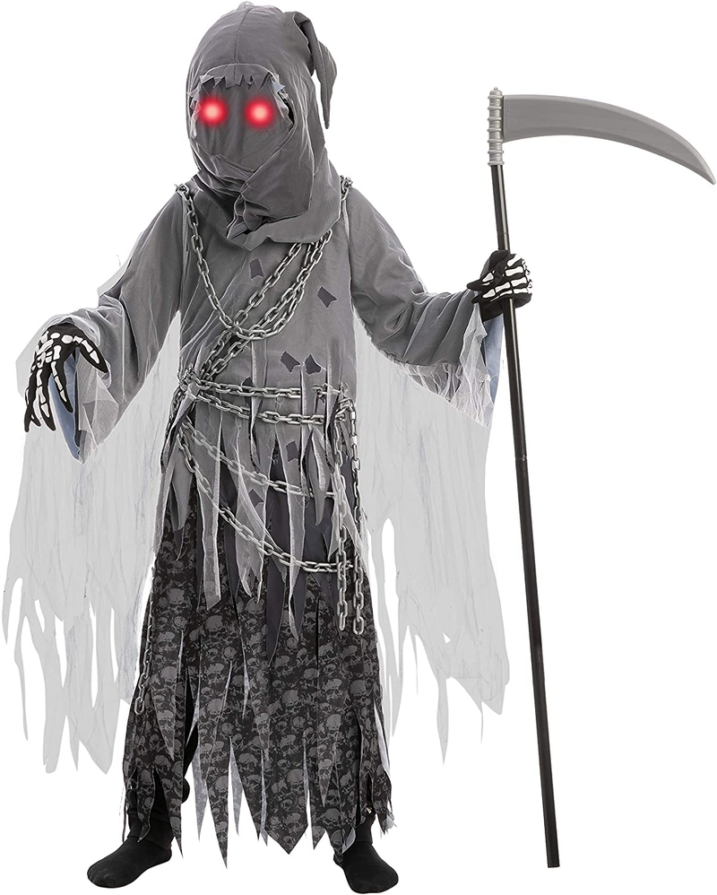 Soul Taker Child Reaper Costume with Glowing Eyes for Halloween Trick-or-Treating Apparel & Accessories > Costumes & Accessories > Costumes Spooktacular Creations Medium (8-10 yr)  