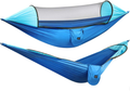 G4Free Large Camping Hammock with Mosquito Net 2 Person Pop-Up Parachute Lightweight Hanging Hammocks Tree Straps Swing Hammock Bed for Outdoor Backpacking Backyard Hiking Sporting Goods > Outdoor Recreation > Camping & Hiking > Mosquito Nets & Insect Screens G4Free Blue/Light Blue  