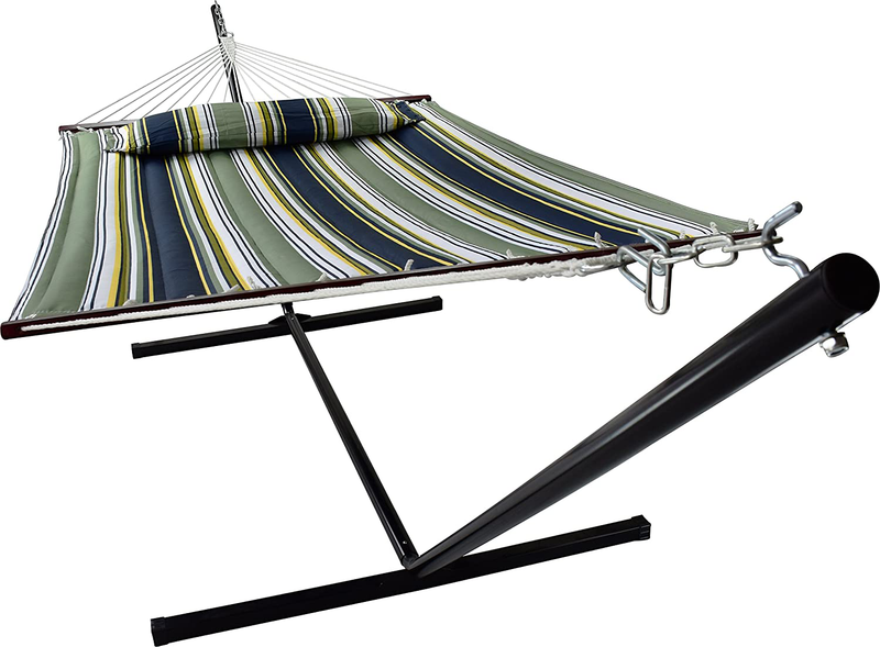 Sorbus Hammock with Stand & Spreader Bars and Detachable Pillow, Heavy Duty, 450 Pound Capacity, Accommodates 2 People, Perfect for Indoor/Outdoor Patio, Deck, Yard (Hammock with Stand, Blue/Aqua) Home & Garden > Lawn & Garden > Outdoor Living > Hammocks Sorbus Blue/Aqua Hammock with Stand 