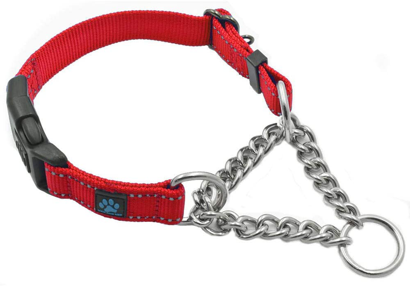 Max and Neo Stainless Steel Chain Martingale Collar - We Donate a Collar to a Dog Rescue for Every Collar Sold Animals & Pet Supplies > Pet Supplies > Dog Supplies Max and Neo RED MEDIUM-LARGE 