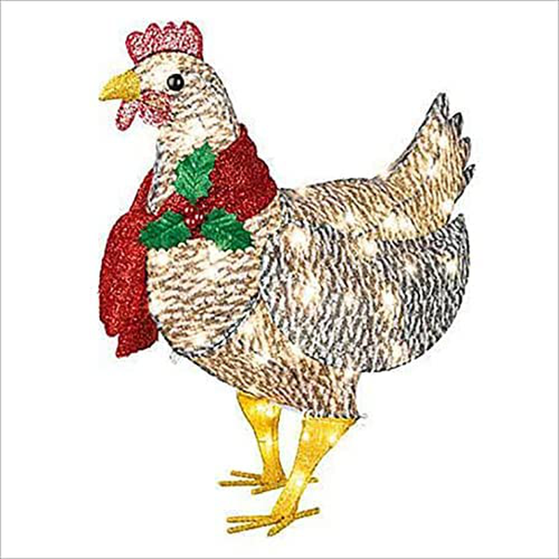 Light-Up Chicken With Scarf Holiday Decoration, 1Pc Led Metal Chicken Christmas Ornaments, for Christmas Thanksgiving Lawn Courtyard Outdoor Garden Corridor Atmosphere Decoration (Big + Small) Home & Garden > Decor > Seasonal & Holiday Decorations& Garden > Decor > Seasonal & Holiday Decorations Wendyouth   