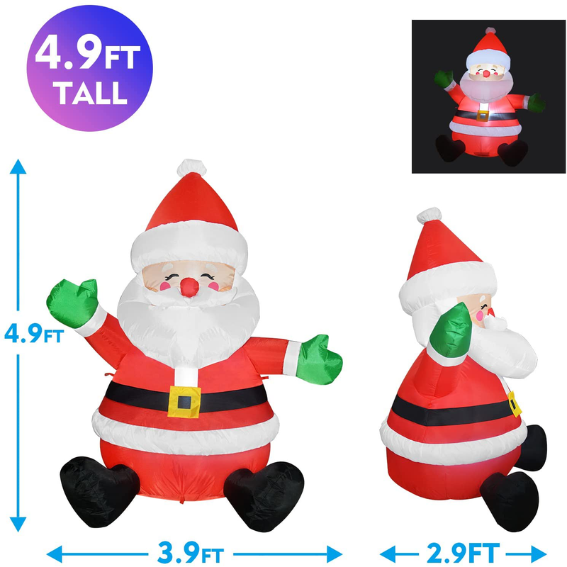 GOOSH 5 FT Christmas Inflatable Outdoor Sitting Santa Claus Happy Face, Blow Up Yard Decoration Clearance with LED Lights Built-in for Holiday/Party/Xmas/Yard/Garden Home & Garden > Decor > Seasonal & Holiday Decorations& Garden > Decor > Seasonal & Holiday Decorations GOOSH   