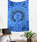 Marubhumi Psychedelic Sun Moon Stars Tie Dye Mandala Tapestry Hippie Hippy Celestial Wall Hanging Indian Trippy Bohemian Tapestries (Multi, 55 X 85 Inch (140 x 215 Cms) Home & Garden > Decor > Artwork > Decorative Tapestries Marubhumi light blue 82 X 92 Inch (208 x 233 Cms) 