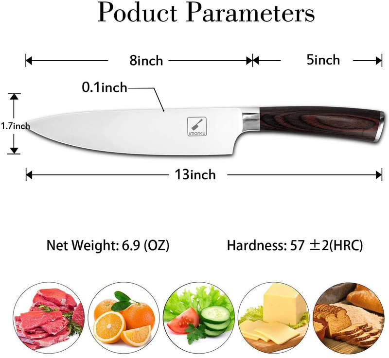 imarku Chef Knife - Pro Kitchen Knife 8 Inch Chef's Knives High Carbon German Stainless Steel Sharp Paring Knife with Ergonomic Handle Home & Garden > Kitchen & Dining > Kitchen Tools & Utensils imarku   