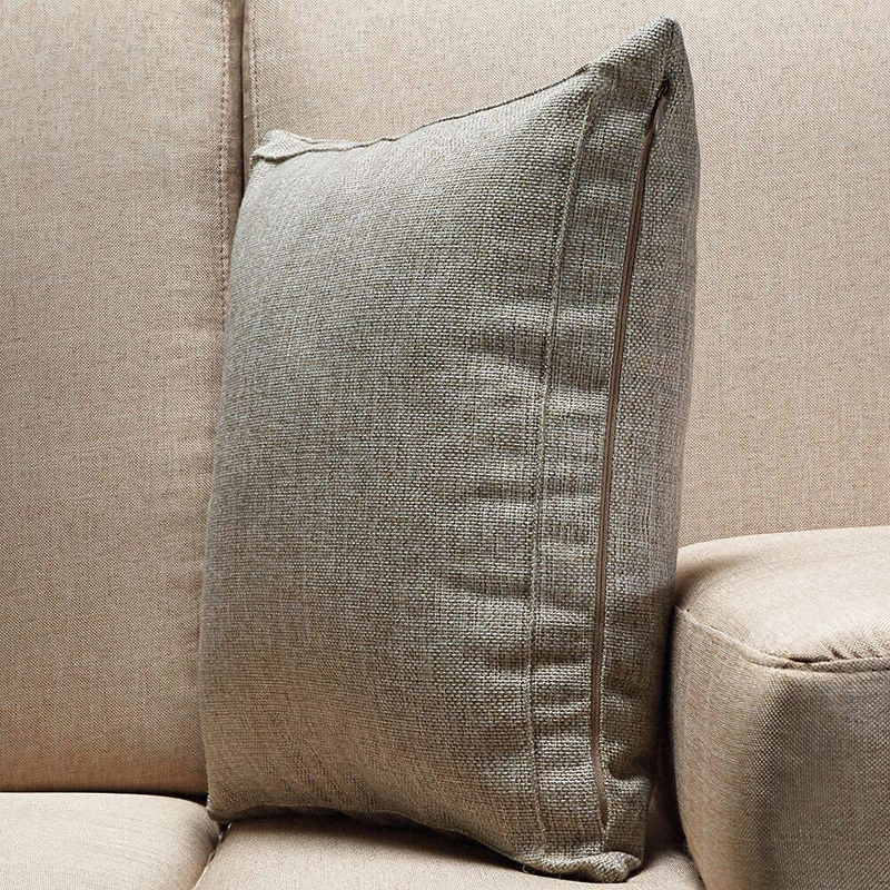 Jepeak Pack of 2 Burlap Linen Throw Pillow Covers Cushion Cases Farmhouse Modern Decorative Solid Thickened Square Pillowcases for Couch Bed Sofa (24 X 24 Inches, Beige/Khaki Threads) Home & Garden > Decor > Chair & Sofa Cushions Jepeak   