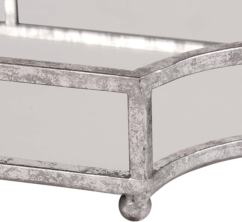 Kate and Laurel Ciel Metal Mirrored Ornate Scalloped Decorative Tray, Silver Home & Garden > Decor > Decorative Trays Kate and Laurel   