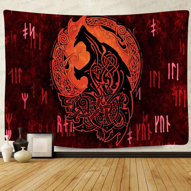 F-FUN SOUL Viking Tapestry, Large 80x60inches Soft Flannel Viking Decor, Mysterious Viking Bear Meditation Psychedelic Runes Wall Hanging Tapestries for Living Room Bedroom Decor GTLSFS9 Home & Garden > Decor > Artwork > Decorative Tapestries F-FUN SOUL Gtlsfs8 80x60 