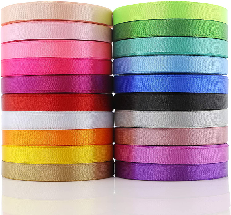 Satin Ribbon for Gift Wrapping 2/5 Inch Wide 20 Colors 600 Yards Making Crafts Sewing Party Wedding Decoration