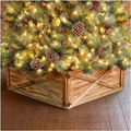 glitzhome Washed Black Wooden Tree Collar Tree Stand Cover Christmas Tree Skirt Tree Box, 26" L X 26" W Home & Garden > Decor > Seasonal & Holiday Decorations > Christmas Tree Skirts Glitzhome Brown  