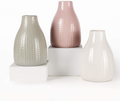 Pumxi Vases Set of 3, Ceramic Flower Vases, Decorative Vase for Home, Living Room, Office (Light Yellow, Light Blue, Green) Home & Garden > Decor > Vases Pumxi Pink&white&light Green  
