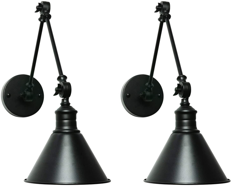 SEDA Frosted Black Modern Industrial up down Swing Arm Wall Lights Vintage Wall Mount Light Sconces Wall Lamp (Hardwire-2-Pack) Home & Garden > Lighting > Lighting Fixtures > Wall Light Fixtures KOL DEALS   