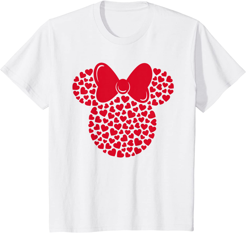 Disney Minnie Mouse Icon Filled with Hearts T-Shirt Home & Garden > Decor > Seasonal & Holiday Decorations Disney White Youth Kids 10