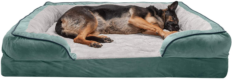 Furhaven Orthopedic, Cooling Gel, and Memory Foam Pet Beds for Small, Medium, and Large Dogs and Cats - Luxe Perfect Comfort Sofa Dog Bed, Performance Linen Sofa Dog Bed, and More Animals & Pet Supplies > Pet Supplies > Dog Supplies > Dog Beds Furhaven Velvet Waves Celadon Green Sofa Bed (Memory Foam) Jumbo Plus (Pack of 1)