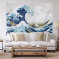 Spanker Space Ukiyoe Red White and Blue Japanese Mythical Creature The Great Waves Godzilla Fabric Tapestry 60 x 80 inches Wall Hangings with Hanging Accessories for Wall Art Home Dorm Decor Home & Garden > Decor > Seasonal & Holiday Decorations SPANKER SPACE Modern Starry Night 60" L x 80" W 