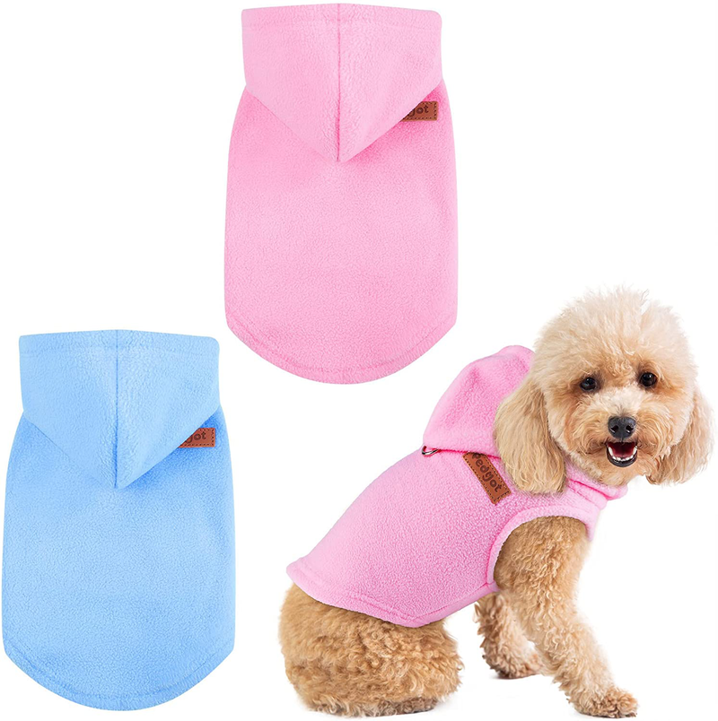Pedgot 2 Pieces Dog Fleece Vest Hoodie Warm Dog Apparel Clothes Pet Sweater Vest Dog Pullover for Indoor and Outdoor Winter Use Animals & Pet Supplies > Pet Supplies > Dog Supplies > Dog Apparel Pedgot Blue, Pink Small 