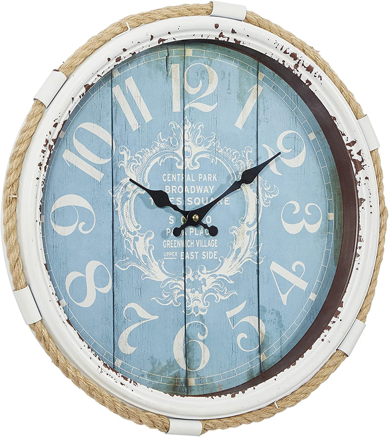 Deco 79 52558 Metal Rope Glass Wall Clock, 17" Home & Garden > Decor > Clocks > Wall Clocks Deco 79   