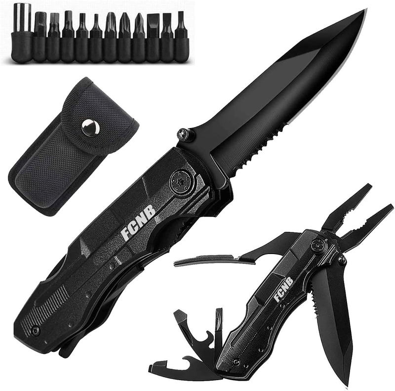 Multitool Pocket Tactical Folding Knife,Stocking Stuffers Christmas Gifts for Men Dad Husband,18 in 1 Multi Tool Knives with Blade,Saw,Plier,Screwdriver,Bottle Opener for Camping Daily Use Sporting Goods > Outdoor Recreation > Camping & Hiking > Camping Tools FCNB   