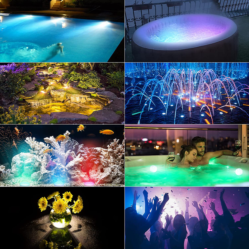 SPOMR Submersible LED Lights Waterproof IP68, Underwater Pool Lights with RF Remote 13 Bright Beads 16 RGB Color, with Magnets/Suction Cups Battery Operated Shower Light for Pool/Pond/Aquariums Decor Home & Garden > Pool & Spa > Pool & Spa Accessories SPOMR   