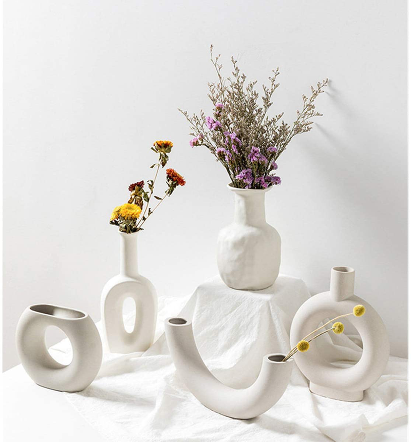Sunormi Little Gray Ceramic Modern Arts Vases Minimalist Abstraction Flowers Vase Decoration for Living Room Office Home Table Home & Garden > Decor > Vases Sunormi   