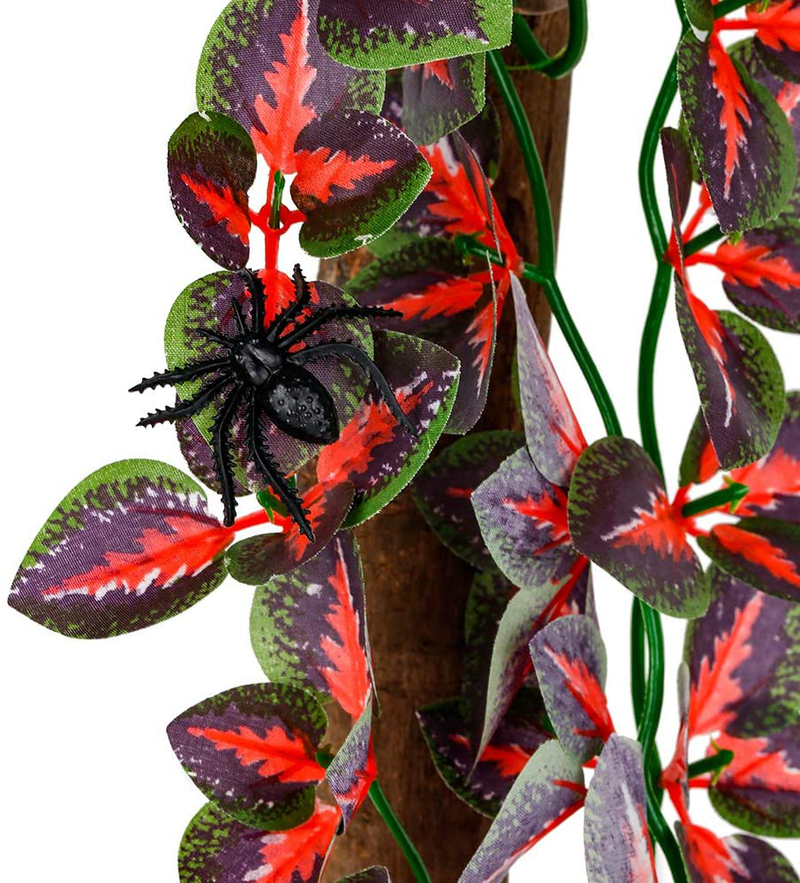 Reptiles Plants ,2 Pieces Hanging Silk Terrarium Leaves for Reptile & Amphibian Habitat Décor Ornaments with Suction Cup for Bearded Dragons,Lizards,Geckos,Snake Pets Tank Habitat Decorations Animals & Pet Supplies > Pet Supplies > Reptile & Amphibian Supplies fivebull   