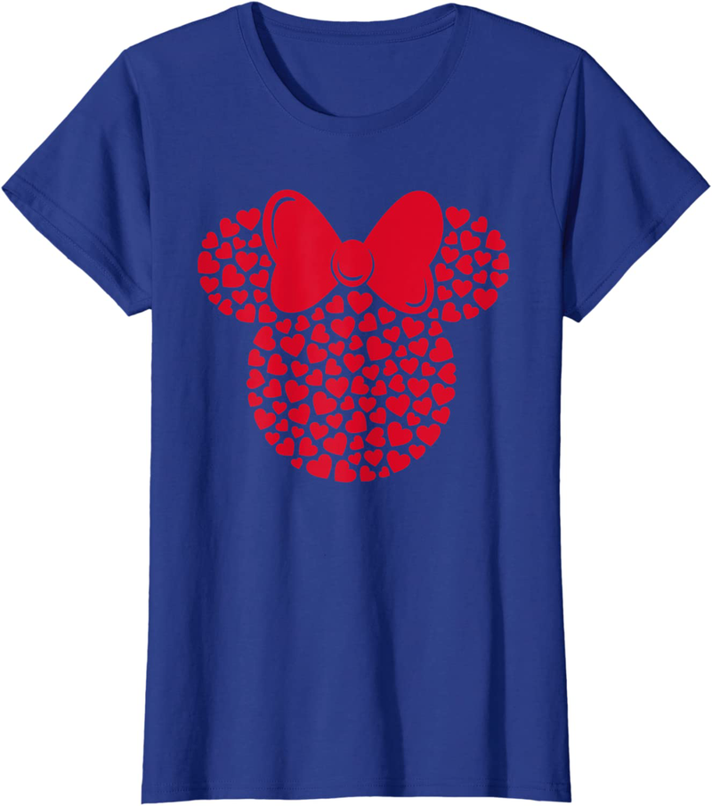 Disney Minnie Mouse Icon Filled with Hearts T-Shirt Home & Garden > Decor > Seasonal & Holiday Decorations Disney Royal Blue Women Small