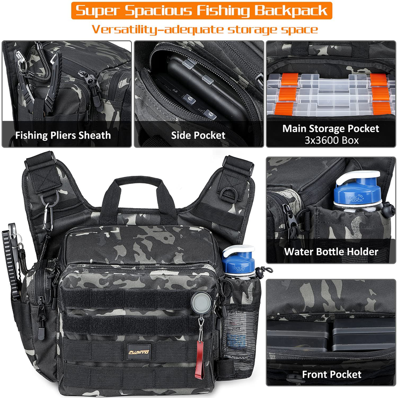 PLUSINNO Fishing Tackle Bag, Large Saltwater Resistant Fishing Bags, Outdoor Fishing Tackle Storage Bags, Water-Resistant Fishing Gear, Suitable for 3600 Tackle Box and Pliers Storage Sporting Goods > Outdoor Recreation > Fishing > Fishing Tackle PLUSINNO   