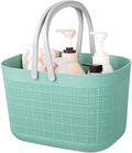 Rejomiik Shower Caddy Basket, Portable Shower Tote, Plastic Organizer Storage Basket with Handle Drainage Toiletry Bag Bin Box for Bathroom, College Dorm Room Essentials, Kitchen, Camp, Gym- Khakis