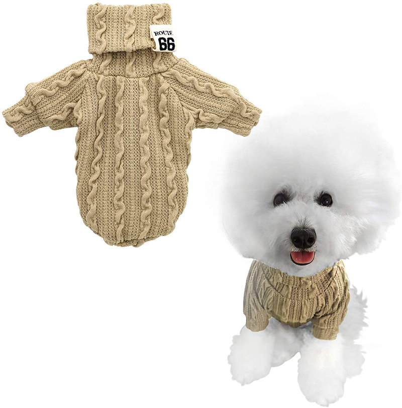Hzran Dog Sweater, Soft Pet Dog Clothes Knitwear Sweater, Winter-Spring Puppy Turtleneck Pajamas, Sweater for Small Size Dog and Cat(Wine-L) Animals & Pet Supplies > Pet Supplies > Cat Supplies > Cat Apparel Hzran Beige Large 