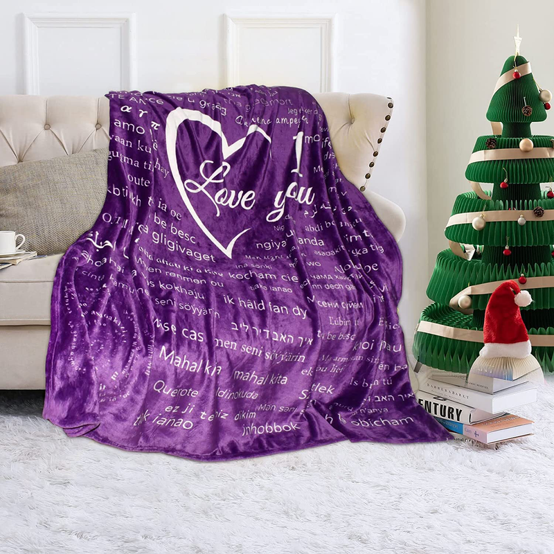 Lapogy Christmas Blanket,Gifts for Women,100 Languages I Love You Super Soft Blanket 80" X 60",Loving &Inspiring Warm Blanket for Christmas,Valentine'S Day, for Wife Mom,Him,Her