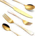 PHILIPALA Rose Gold Silverware Set, 20-Piece Stainless Steel Flatware Cutlery Set Service for 4, Include Forks Knives and Spoons, Modern & Elegant Design, Mirror Finish and Dishwasher Safe Home & Garden > Kitchen & Dining > Tableware > Flatware > Flatware Sets PHILIPALA Shiny Gold  