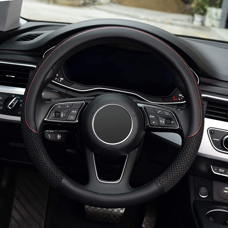 KAFEEK Steering Wheel Cover, Universal 15 inch, Microfiber Leather Viscose, Breathable, Anti-Slip,Warm in Winter and Cool in Summer, Black Vehicles & Parts > Vehicle Parts & Accessories > Vehicle Maintenance, Care & Decor > Vehicle Decor > Vehicle Steering Wheel Covers ‎KAFEEK   